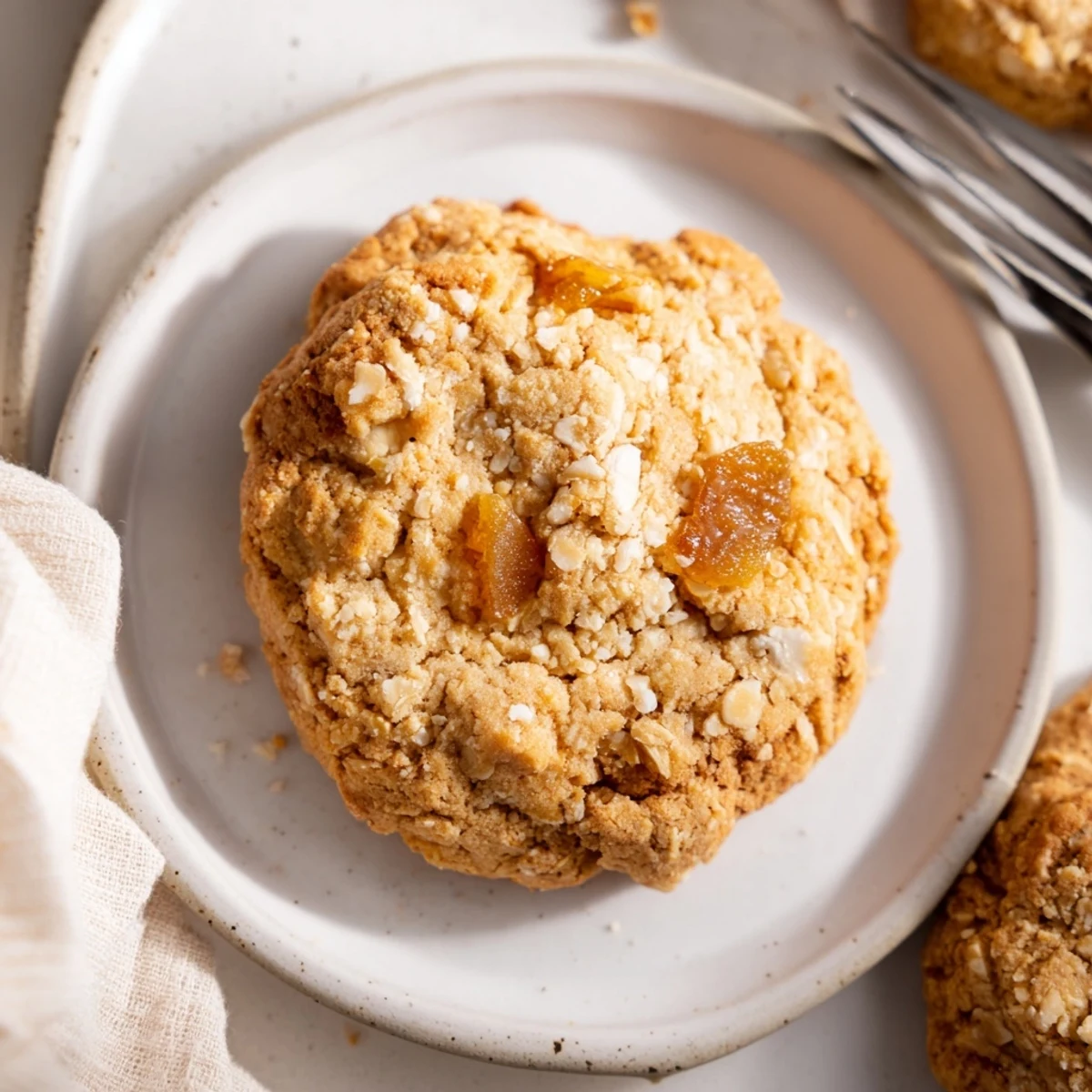 A tempting close-up shows moist raisins nestled in these homemade oatmeal raisin breakfast cookies.
