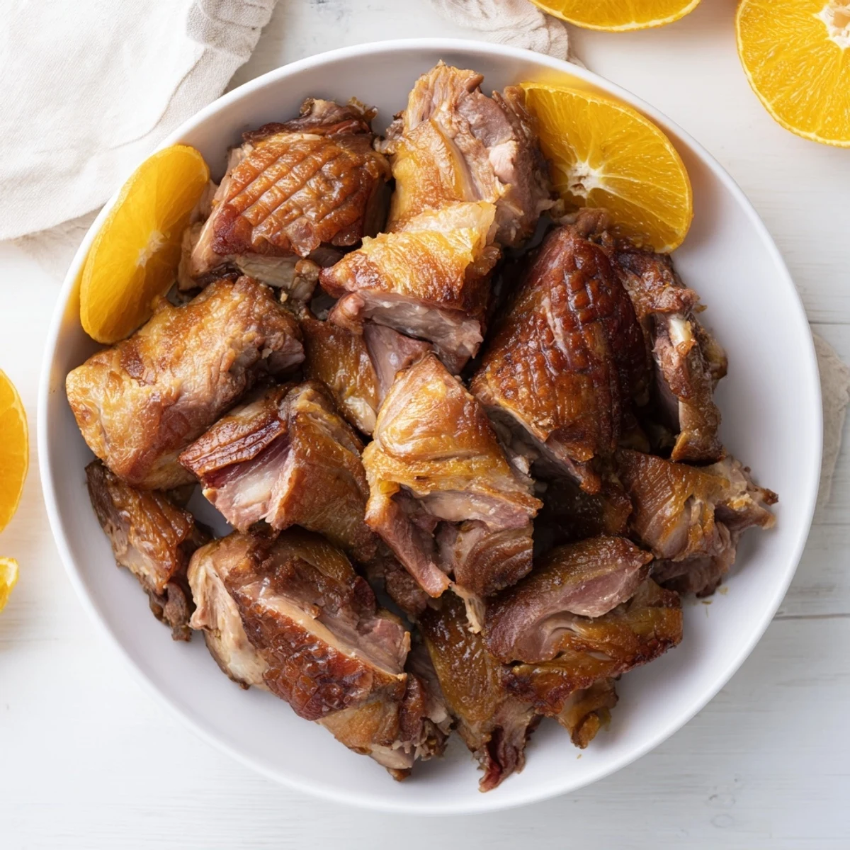 Golden, glistening Slow-Cooked Honey Glazed Ham, served with orange slices and rich, bubbling glaze.