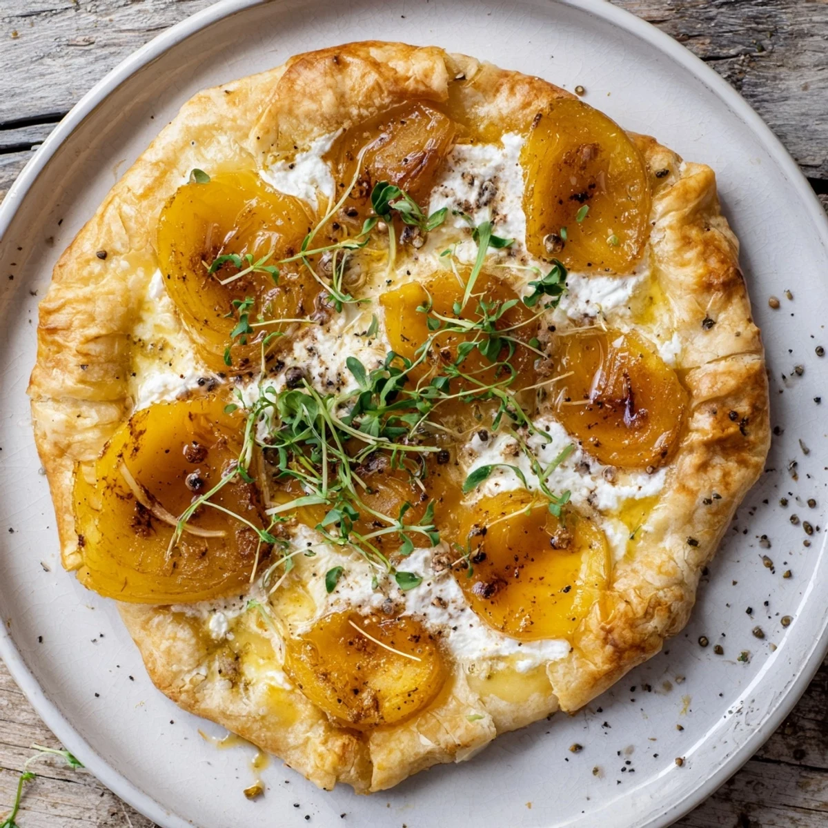 This savory Decadent Caramelized Onion and Goat Cheese Tart features beautifully caramelized onions and creamy goat cheese.