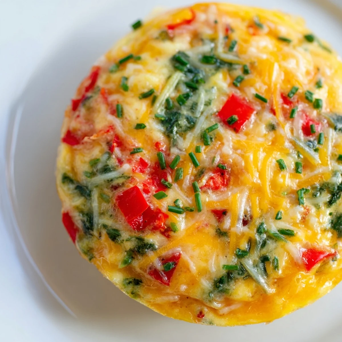 Fluffy baked Mini Crustless Quiches filled with spinach, ready for a healthy breakfast.
