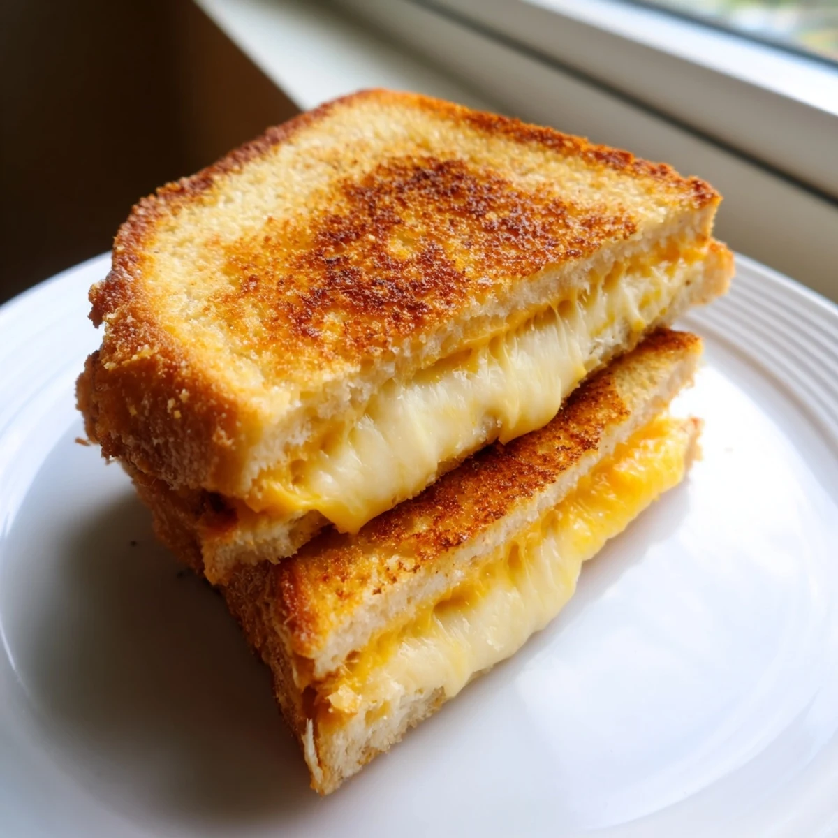 Golden brown Mayo Grilled Cheese oozing melted cheddar; a simple, satisfying American classic.