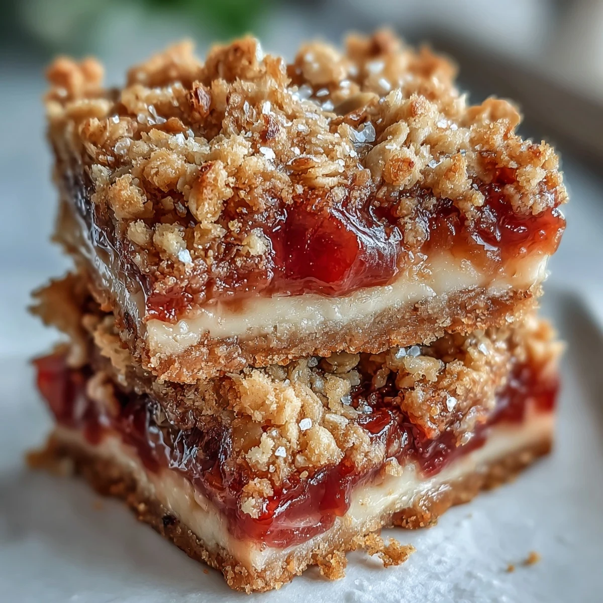 Cut bars reveal tangy rhubarb swirl and creamy vanilla custard layers.