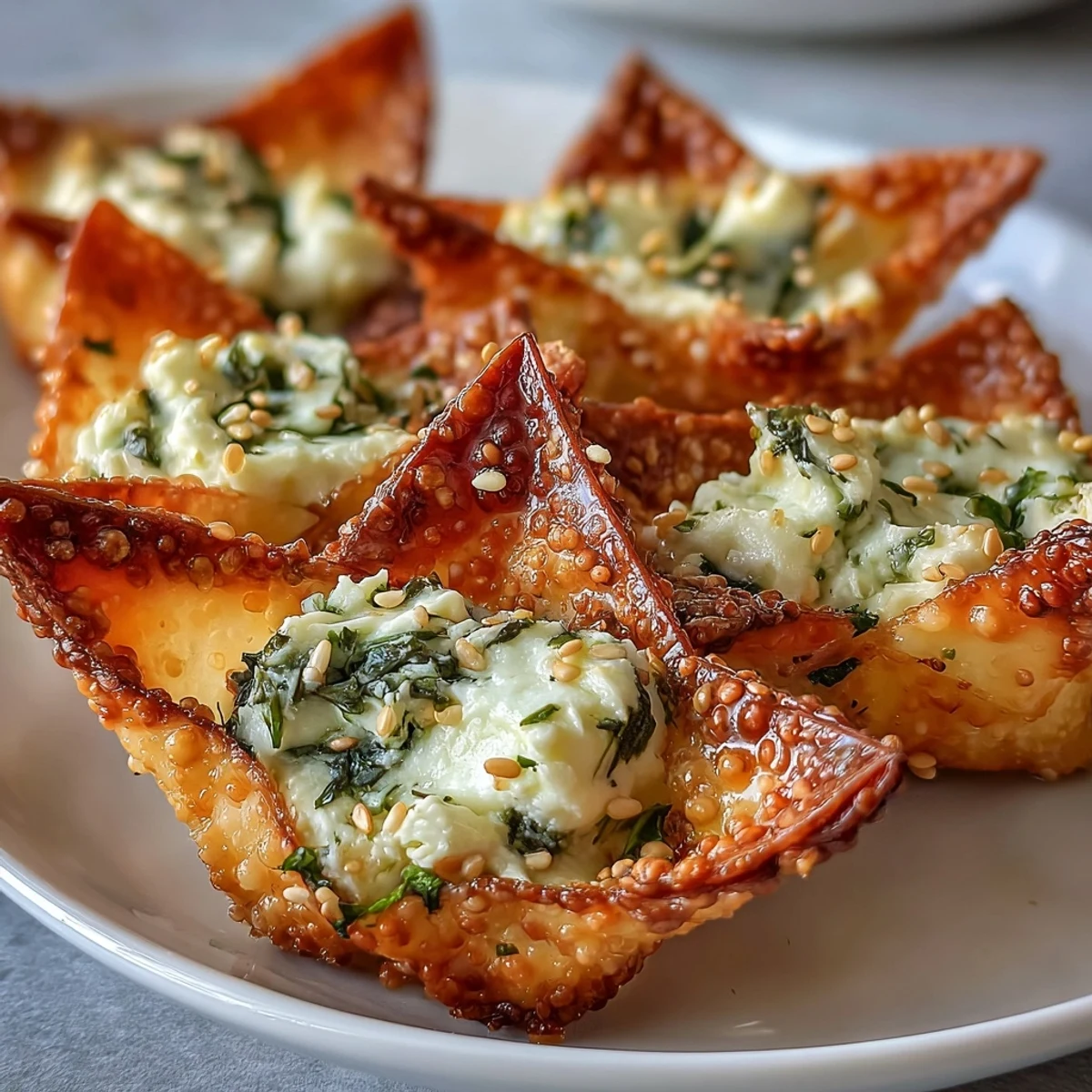 Mediterranean spinach and feta crisps with a hint of lemon zest, arranged on a serving dish with a sprinkle of paprika.