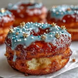 Festive donut tower adorned with bright sprinkles, ready for graduation celebration.