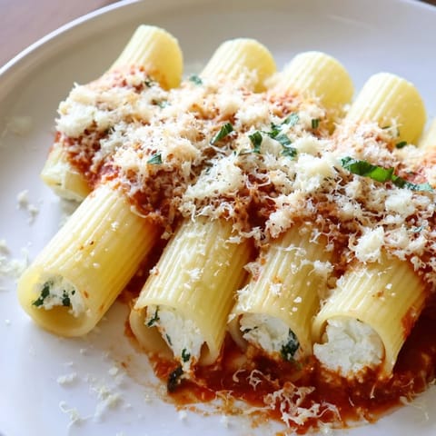 Upright rigatoni tubes filled with cheese and baked under marinara, a delicious Honeycomb Pasta Bake.
