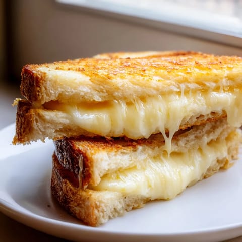 Perfectly browned Mayo Grilled Cheese halves showcase melted cheese; ideal for a quick lunch.