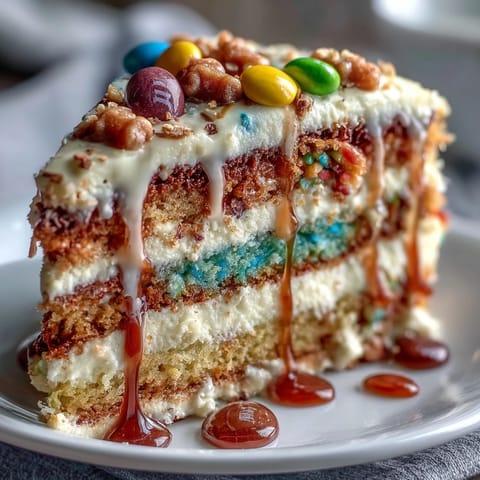 Vibrant Cinco de Mayo piñata cake with rainbow layers and candy surprise inside, perfect for festive celebrations.