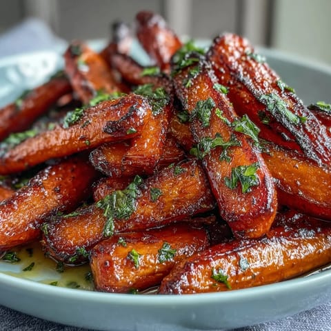 Honey roasted carrots and parsnips with golden caramelized edges, perfect for a cozy dinner side dish.