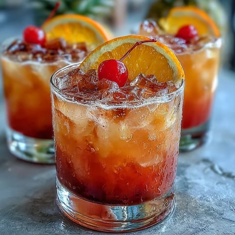 Refreshing grenadine sunrise mocktail in a tall glass, featuring a gradient of citrus juices, fizzy finish, and orange slice garnish.