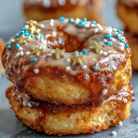 Graduation party donut tower bursting with colorful sprinkles, a sweet centerpiece.