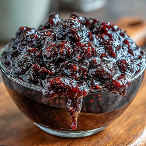 Sparkling Blackberry Jalapeño BBQ Sauce glazes tender ribs, ready for grilling.