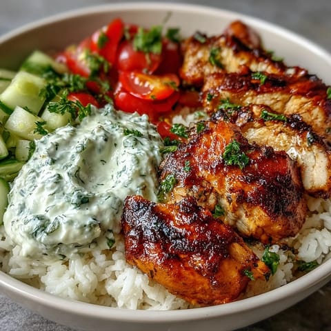 Juicy marinated Greek chicken bowls loaded with fresh veggies and hummus.