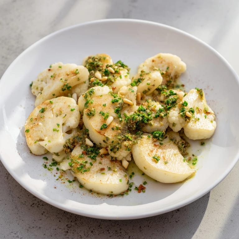 Hearty Roasted Cauliflower Steaks served, with a drizzle of tahini, are ready for a healthy, delicious meal.