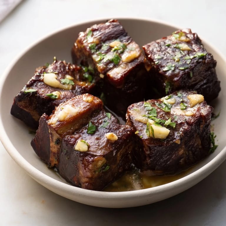 Tender, savory skillet-seared steak bites with garlic butter, perfect for a quick and flavorful meal.