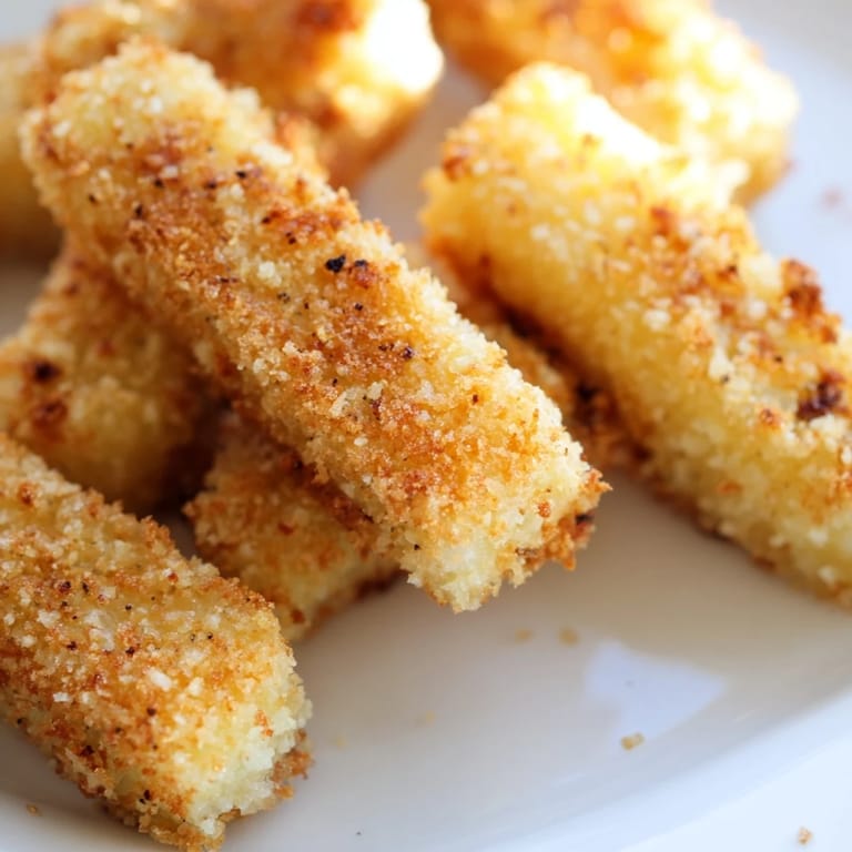 Plated Crispy Panko Halloumi batons garnished with lemon wedges and hot sauce, perfect for dipping and serving four people.