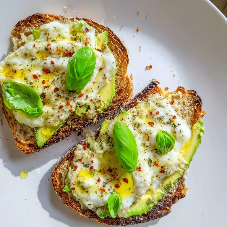 Close-up of an open-faced Avocado Mozzarella Tartine with gooey cheese and vibrant green avocado on crisp bread.