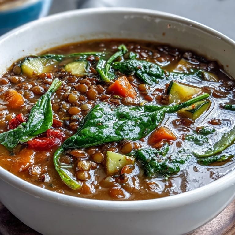 Warm lentil and vegetable soup perfect for a cozy autumn evening.