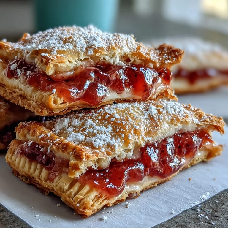 Freshly baked Guava Cheese Pop Tarts reveal a sweet guava jam and creamy cheese filling.