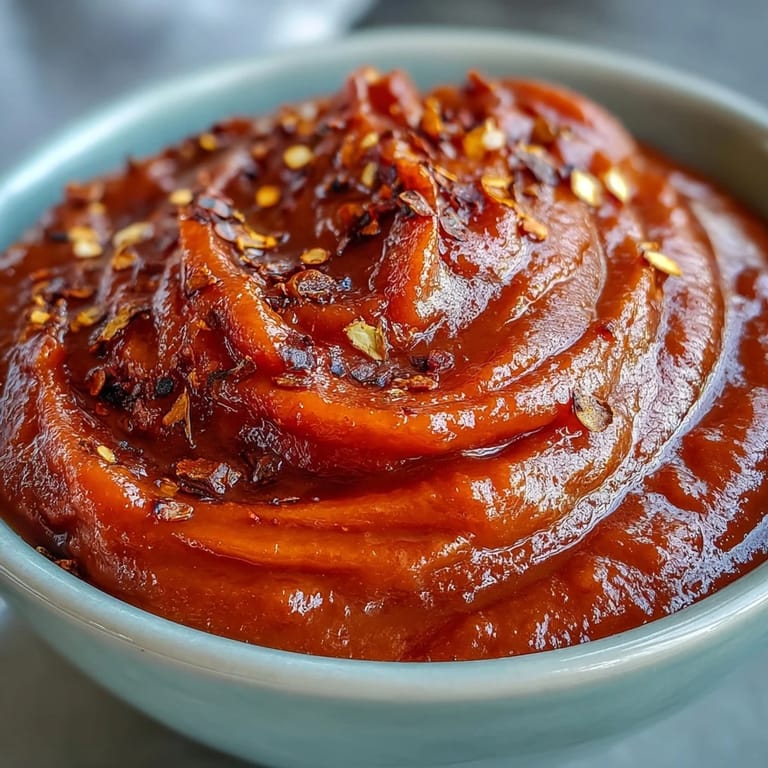 A jar of vibrant Guava BBQ Sauce garnished with fresh guava slices, perfect for summer grilling or dipping.