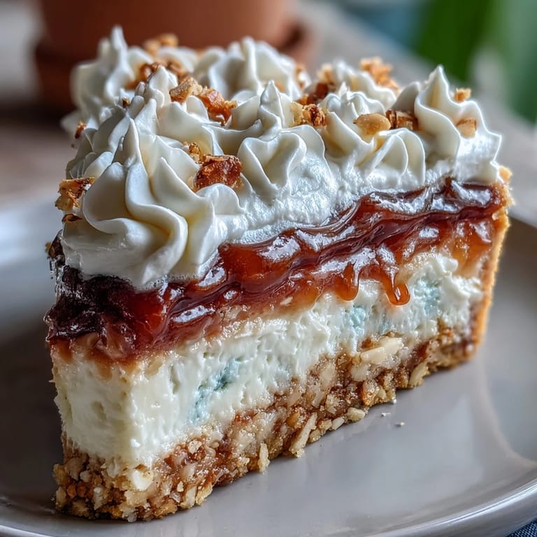 Freshly baked guava cloud pie with smooth filling, whipped cream, and macadamia nut crust.