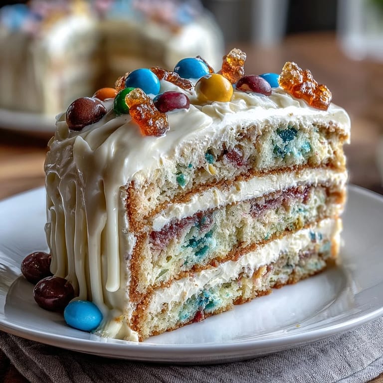 Showstopping Cinco de Mayo piñata cake with rainbow-colored layers and candy-filled center, a joyful dessert centerpiece.