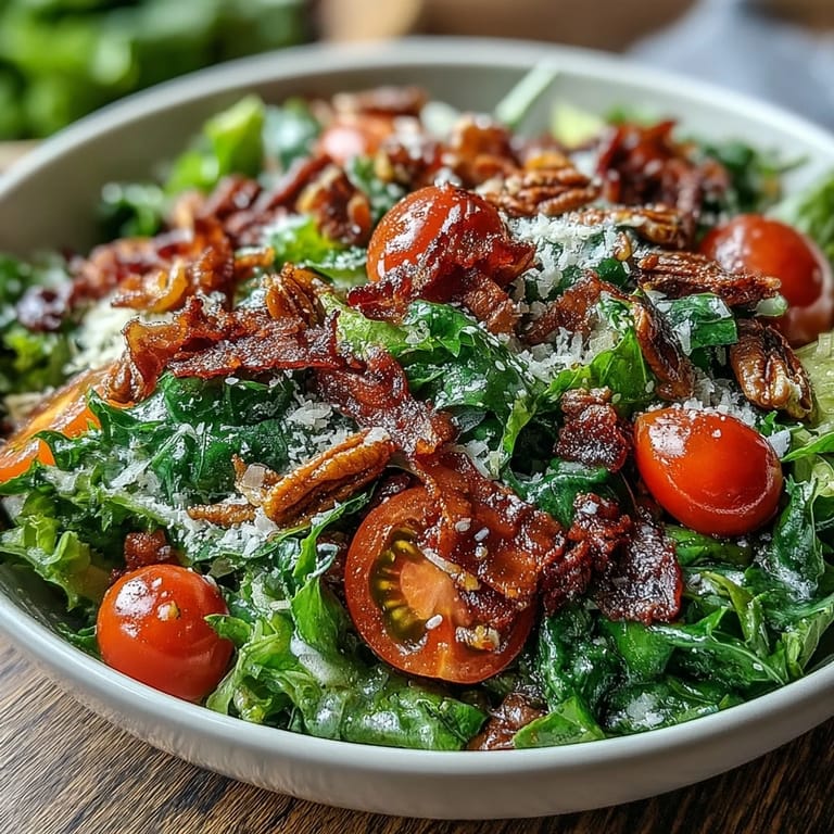 Fresh dandelion greens tossed with cherry tomatoes, red onion, and tangy lemon dressing, topped with Parmesan for a crisp salad.