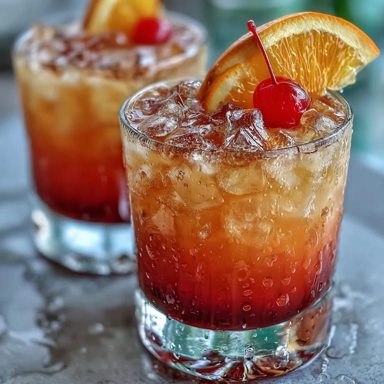 Colorful ombre sunrise mocktail with grenadine, bright orange and pineapple juices, garnished with a cherry, perfect for parties or brunch.