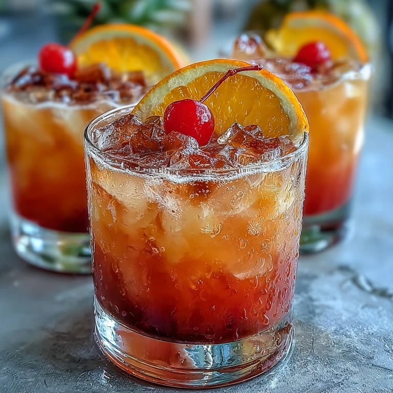 Refreshing grenadine sunrise mocktail in a tall glass, featuring a gradient of citrus juices, fizzy finish, and orange slice garnish.