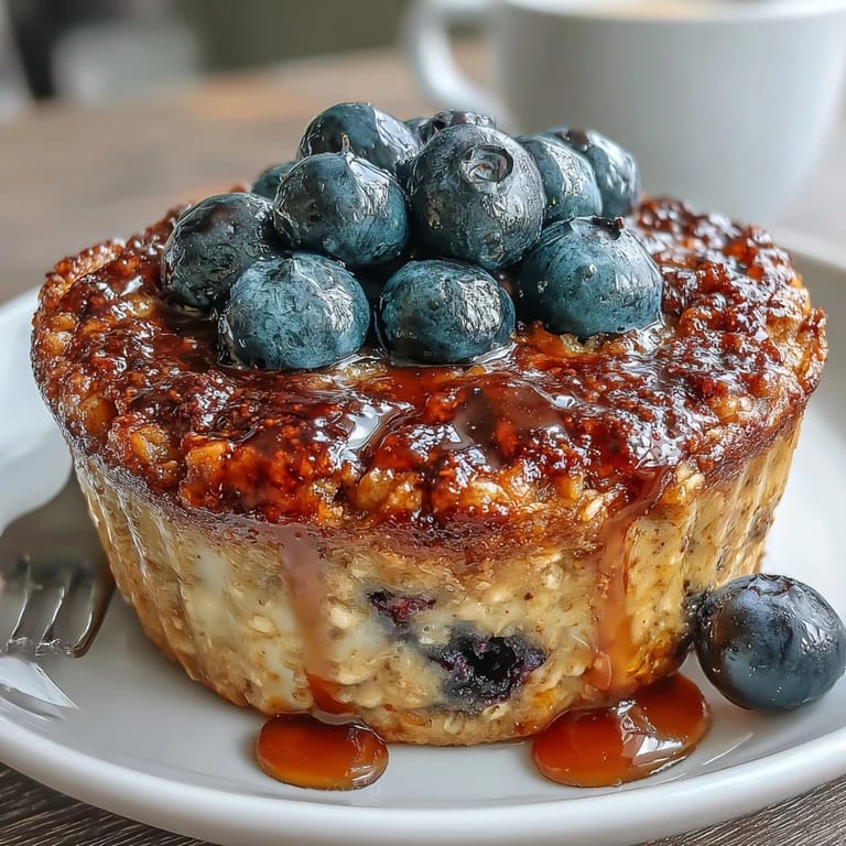 Delicious single-serving blueberry baked oats, perfect for a cozy morning.
