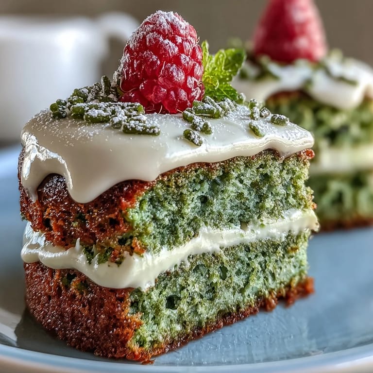 Delicious Smash Cake Style Mini Matcha Birthday Cake with vanilla frosting.