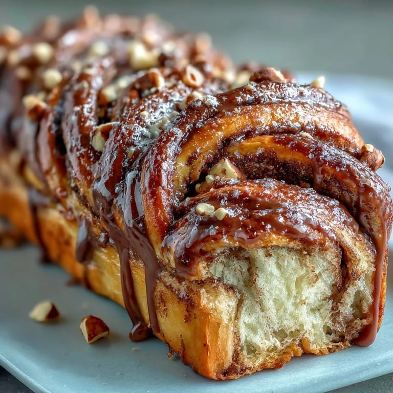 Rich, twisted Nutella babka, perfect for a decadent breakfast treat.