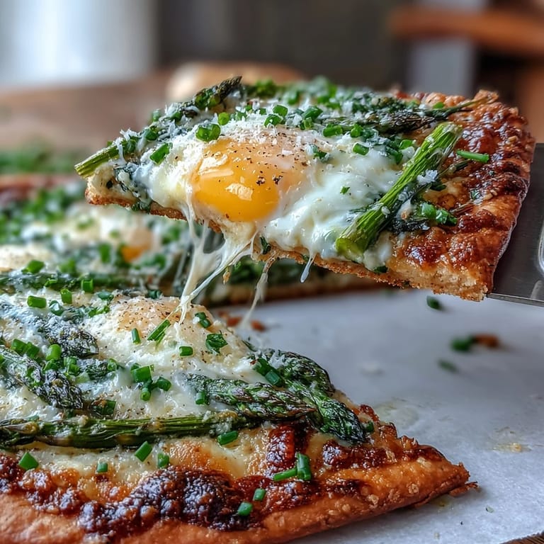 Deliciously baked Asparagus and Egg Flatbread, a vibrant, easy meal ready to enjoy.