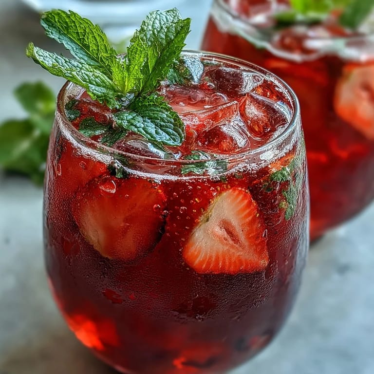 Festive Juneteenth Red Drink: Hibiscus Strawberry Lemonade, a sweet and tart summer treat.