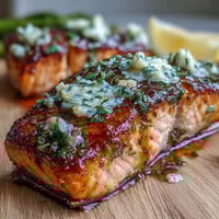 Garlic butter salmon with asparagus, a vibrant dish of tender roasted salmon and crisp green asparagus, drizzled in fragrant garlic butter sauce.