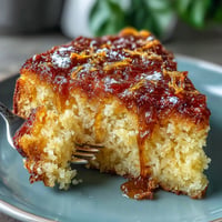Moist Viral Whole Orange Cake, dusted with powdered sugar, ready to slice.